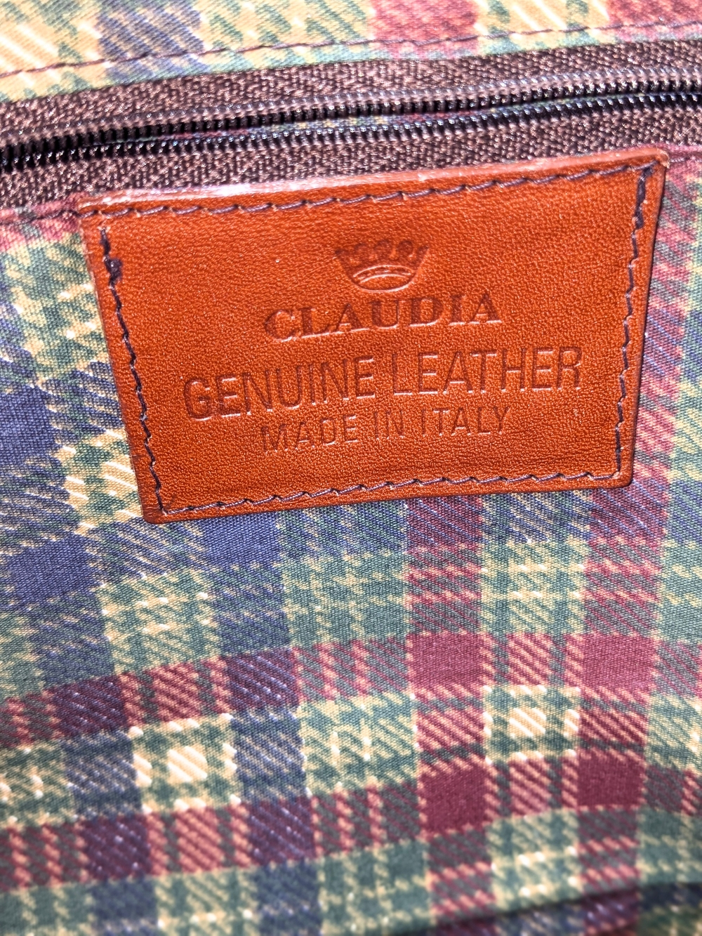 CLAUDIA Tan Leather Flap Bag — Crown Logo Detail - Picture 3 of 9